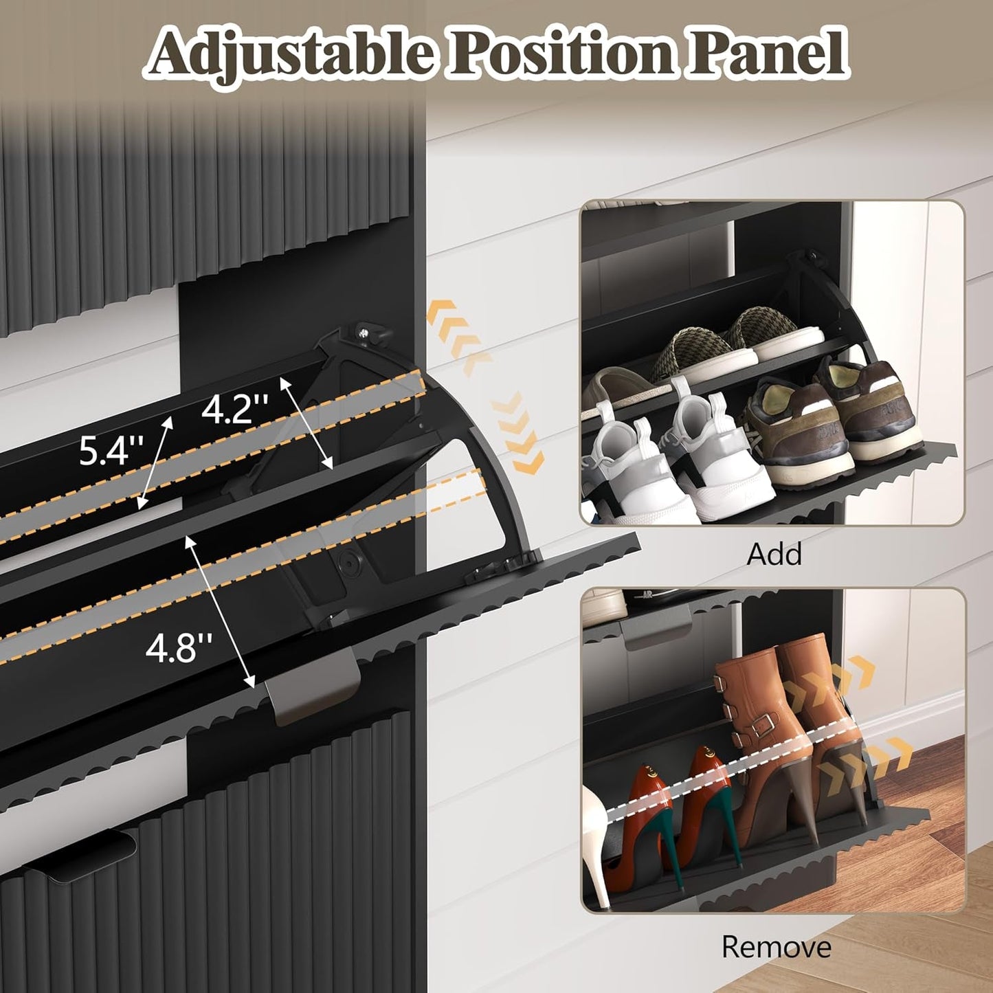 Matte Black UltraSlim Shoe Storage Cabinet Drawers-3
