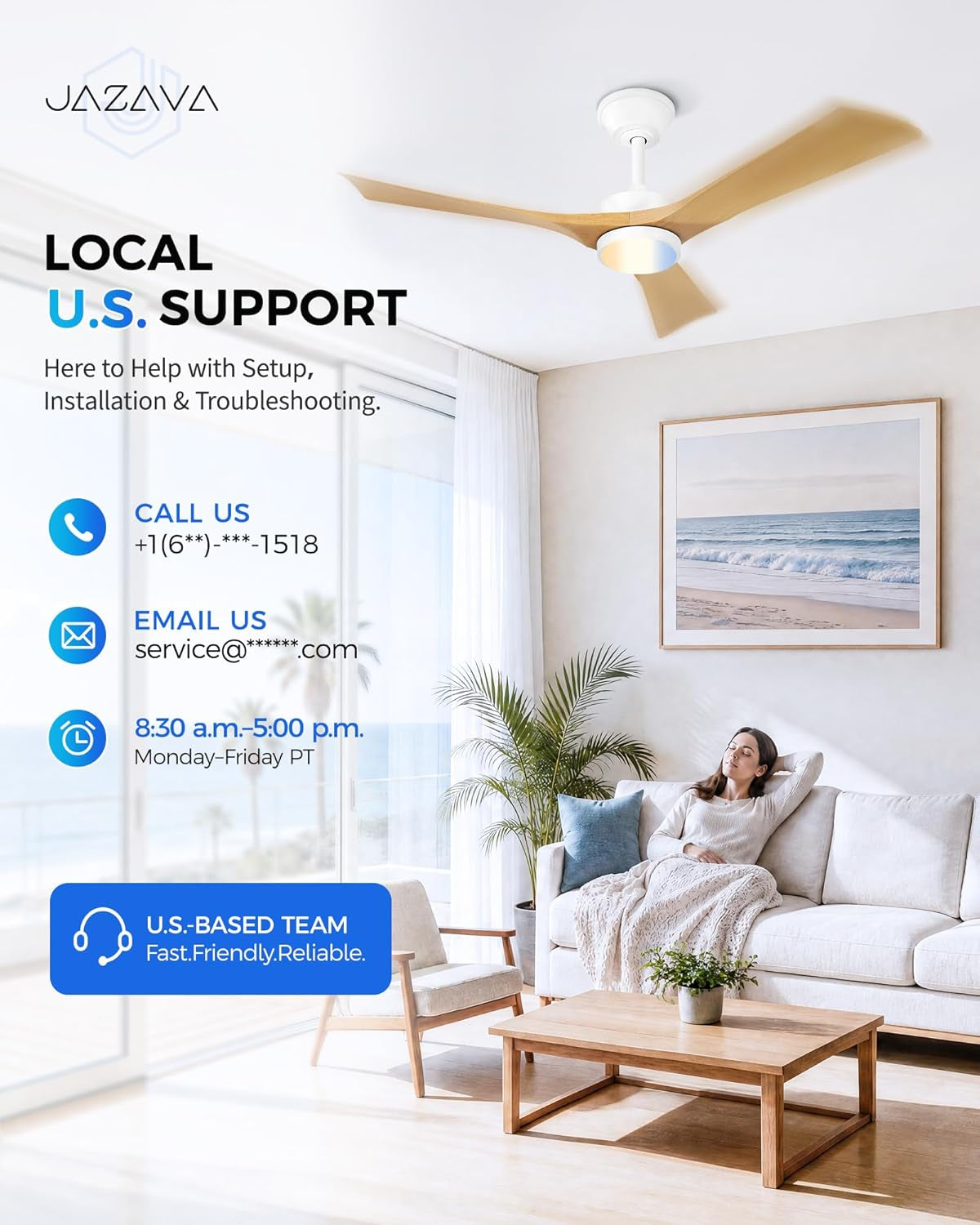 52 Inches Corrosion Resistant Ceiling Fan LED Light