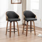 26 Inch Swivel Barstools Set of Two Black Leather