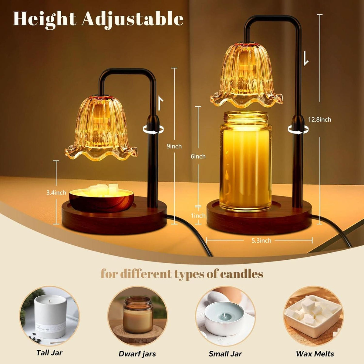 Candle Warmer Lamp Height Adjustable Dimmer Technology
