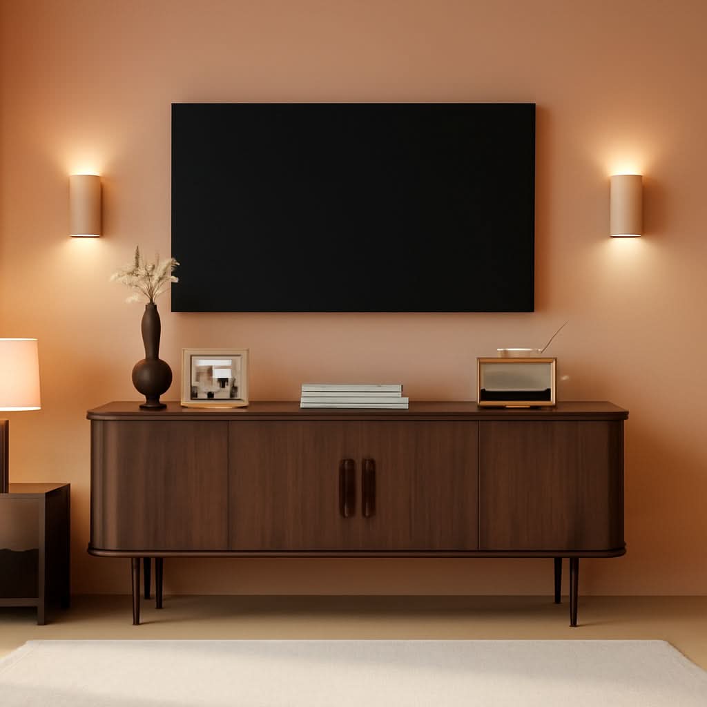 Walnut 55 Inch TV Stand Modern Console Entertainment-0
