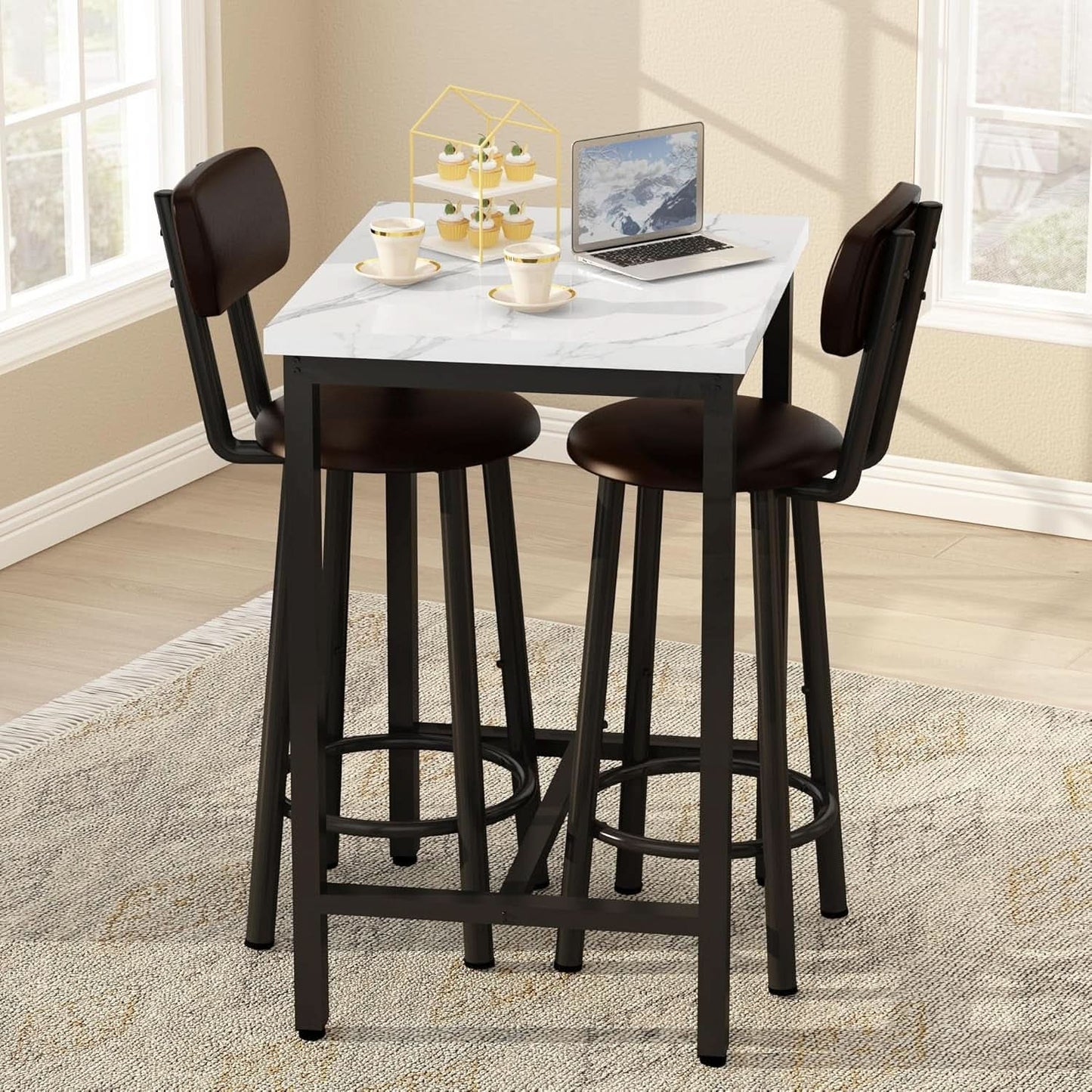 White 24Inch Square Dining Table Set Space Savvy Design