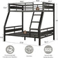 Reinforced Structural Industrial Steel Black Bunk Bed