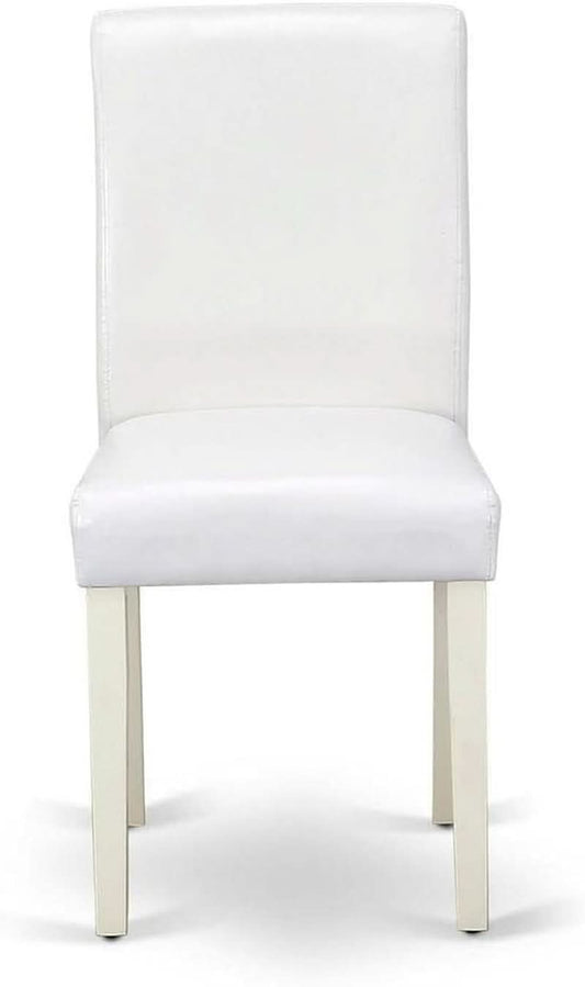 Parson Dining Chairs White Faux Leather Upholstered Pair