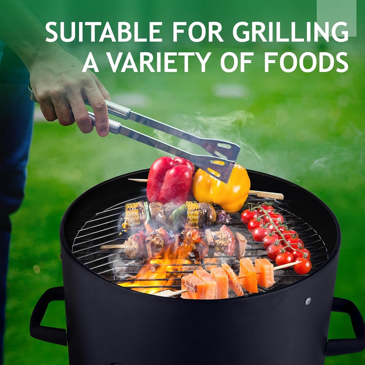 Vertical Charcoal Grill With Integrated Thermometer