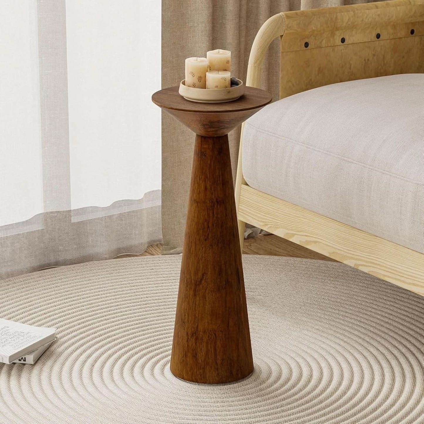 Walnut Round Martini End Table 22 Inch Tall Timber Classic