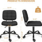 Armless Rolling Desk Chair Black Height Adjustable
