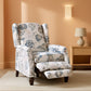 Upholstered Wingback Recliner Chair Blue Floral Elegant