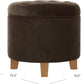 Brown Velvet Upholstered Ottoman With Concealed Storage
