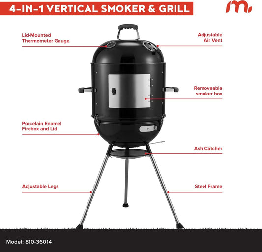 18Inch Charcoal Vertical Barbecue Grill With Venting