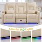Power Loveseat Recliner Sofa Beige Ambient Lighting