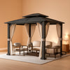 10x12ft Exterior Gazebo With Galvanized Steel Roof