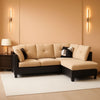 2 Piece L Shaped Sectional Sofa Set Beige Microfiber Right Hand Facing Ideal For Living Room-0