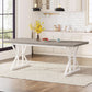 Farmhouse 6 Person Dining Table 70.8 Inch Grey Wood Table
