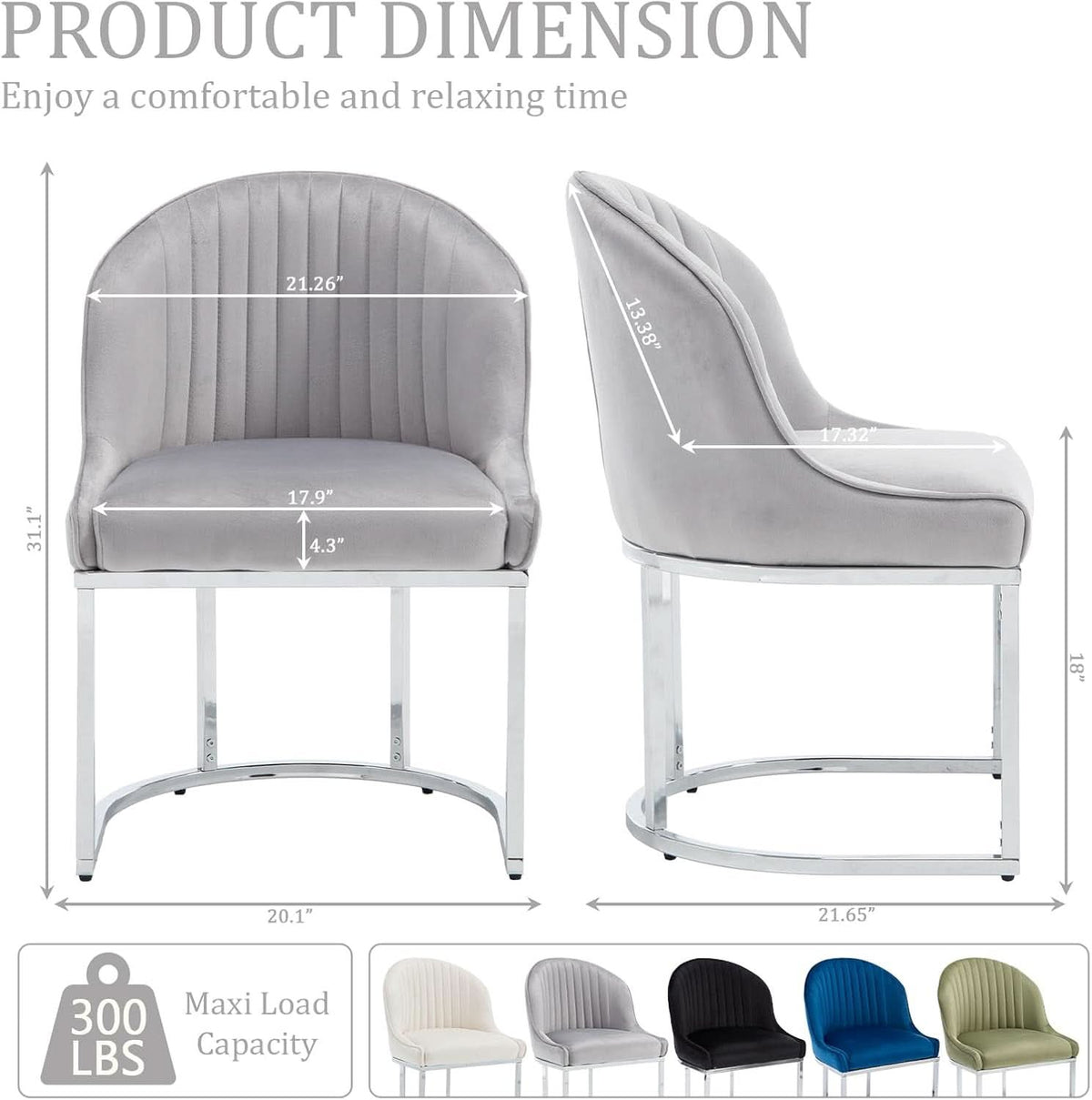 Grey Velvet Upholstered Dining Chairs Collection Set