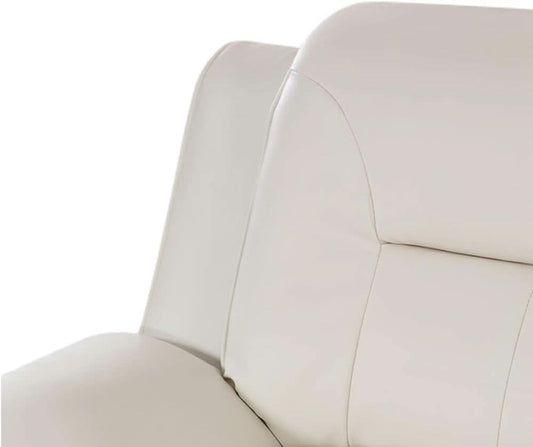 Cream White 2 Piece Faux Leather Sofa Set Living Room