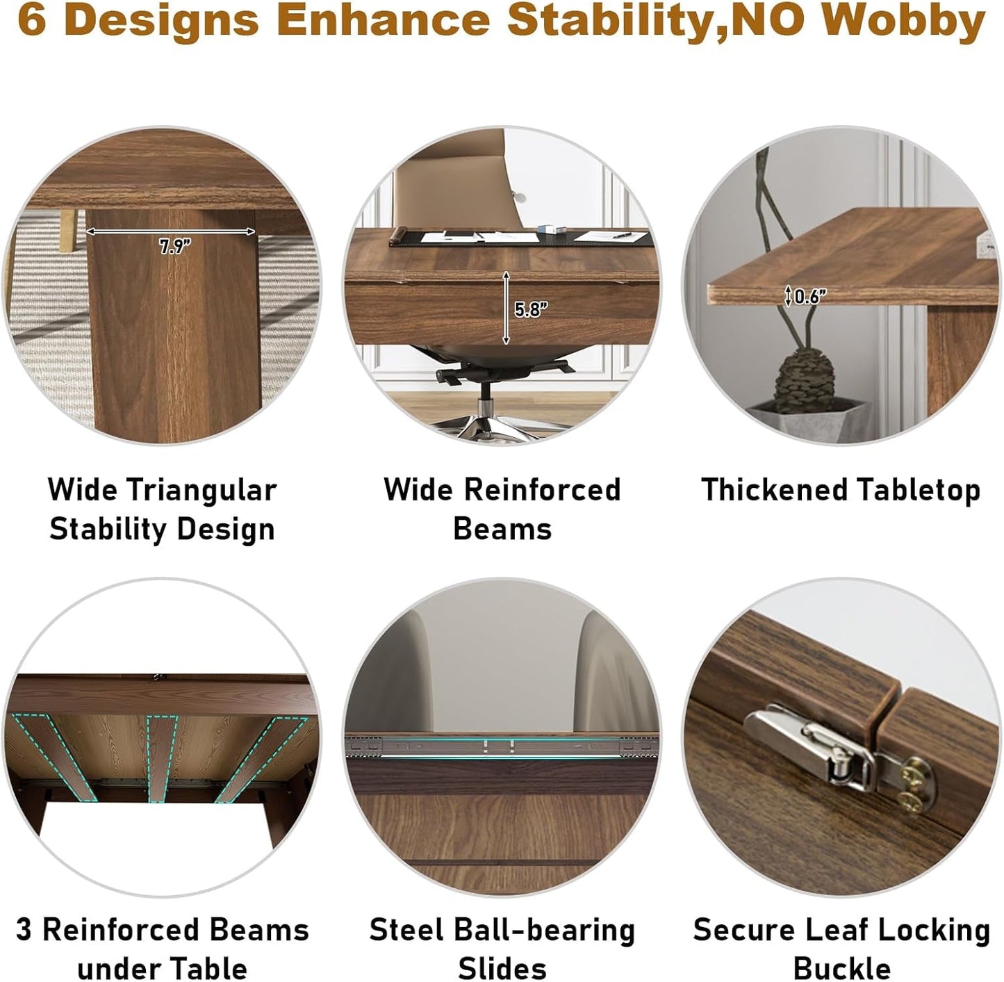 Extendable Walnut Engineered Wood Dining Table For Six