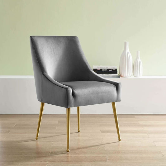 Discern Upholstered Performance Velvet Dining Chair Gray-1