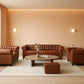 3 Piece Living Room Set With Sectional Chesterfield Sofa Chair And Leather Upholstered Loveseat