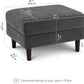 Iron Gray Chenille Reinforced Storage Ottoman Tray