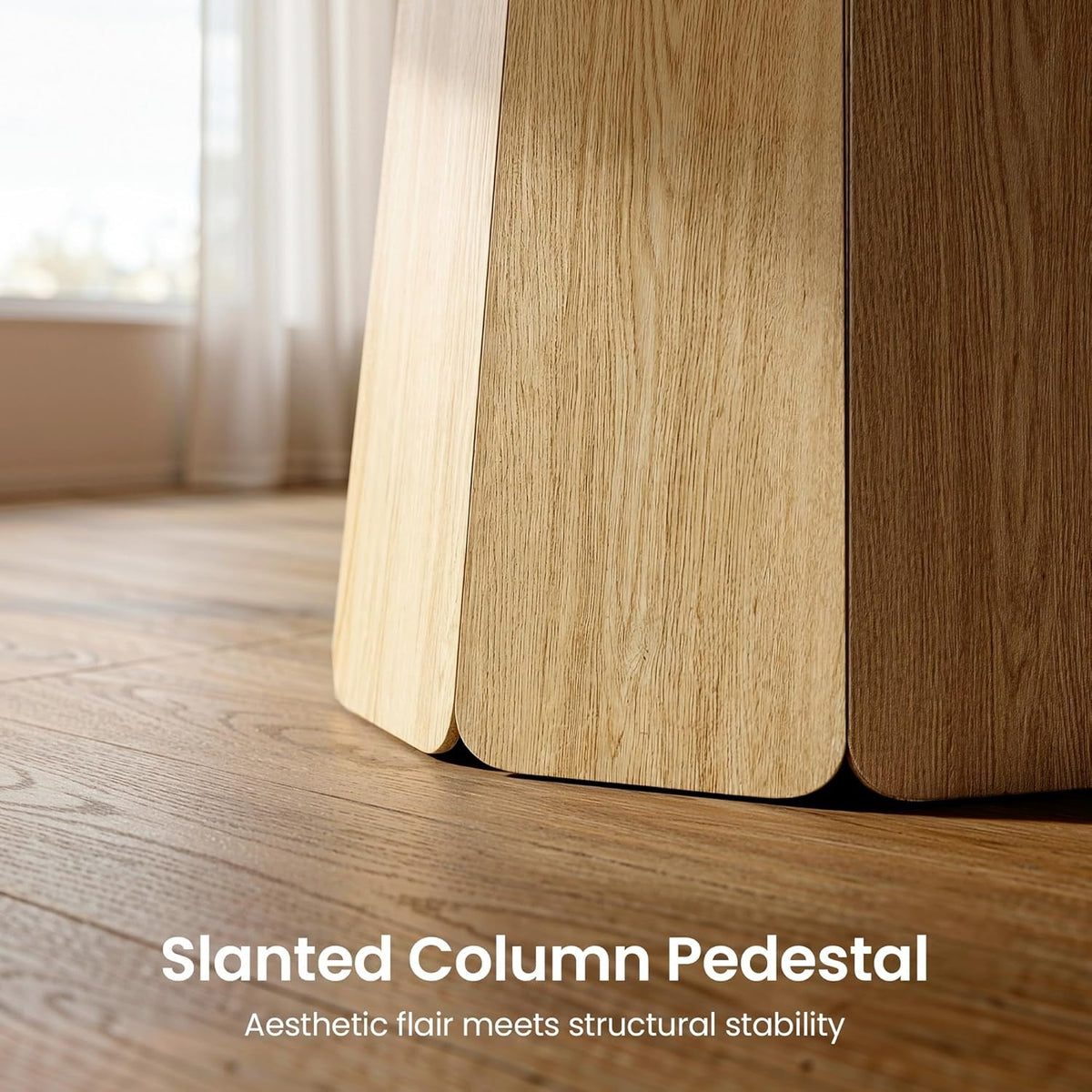 43 Inch Circular Dining Table With Solid Wood Pedestal