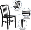Commercial Grade Black Metal Indoor Outdoor Dining Chair