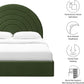 Full Sized Velvet Platform Bed Moss Green