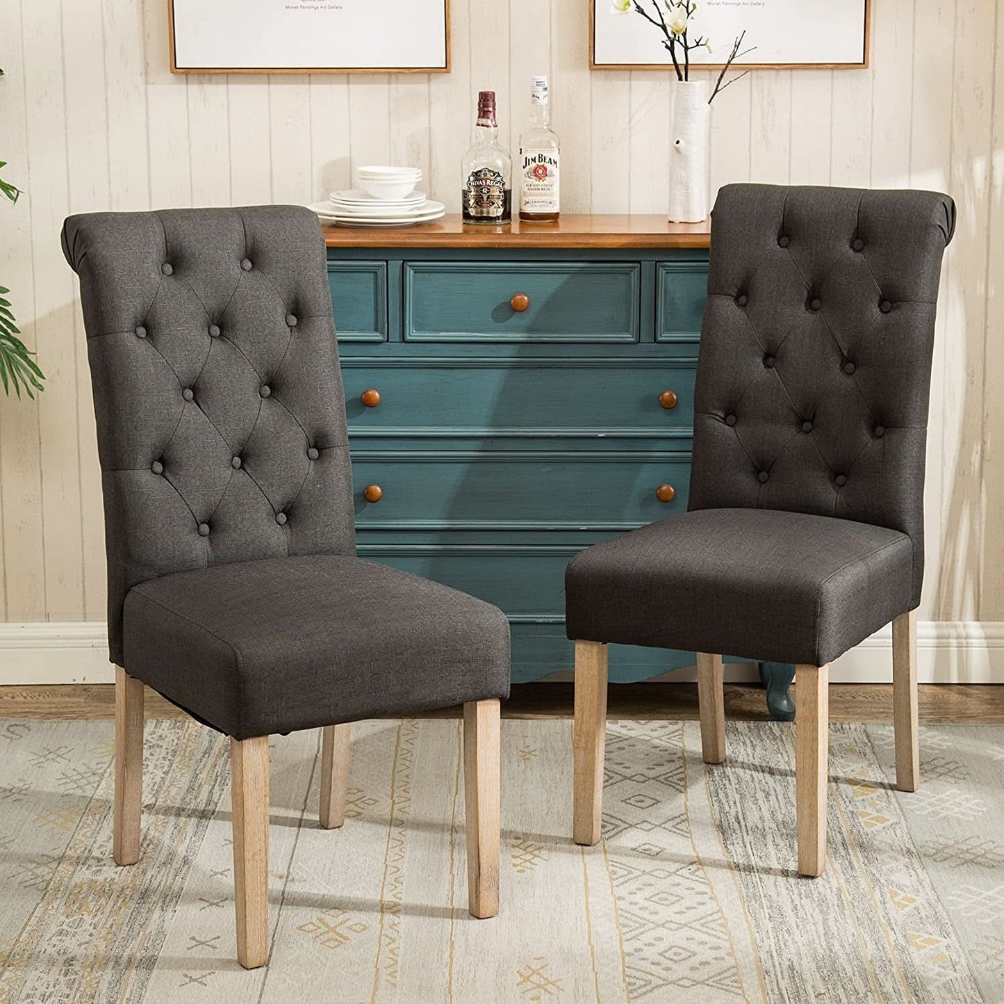Charcoal Tufted Parsons Dining Chair Modern Style Elegant