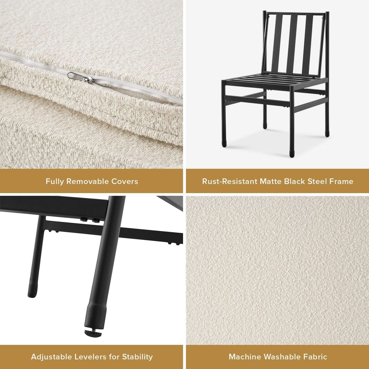 Black Dining Chairs With Removable Cushion Covers Set Of 2