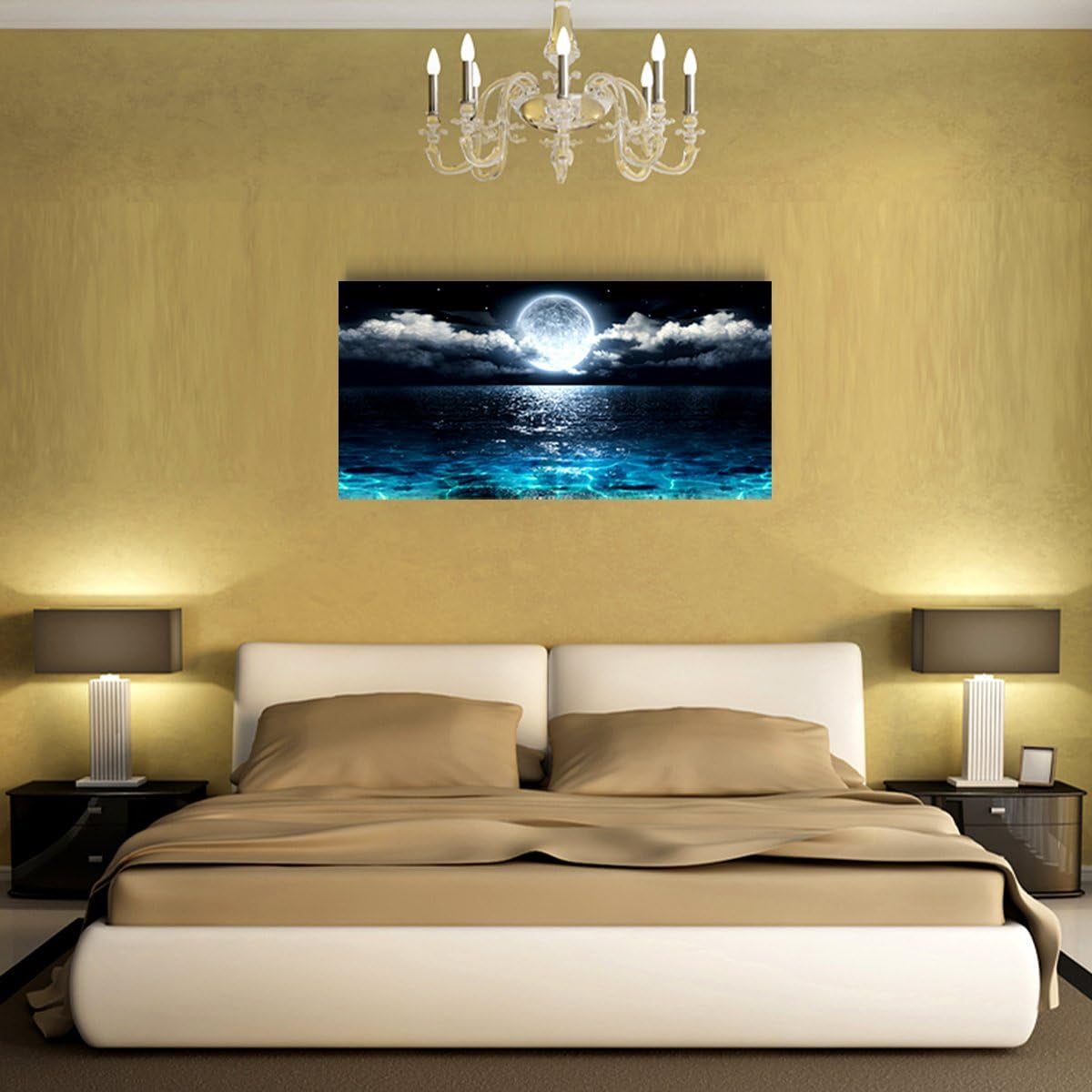 Canvas Wall Art High Definition Moonlit Ocean Landscape