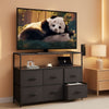 Dresser TV Stand Black With Built In Charging Station