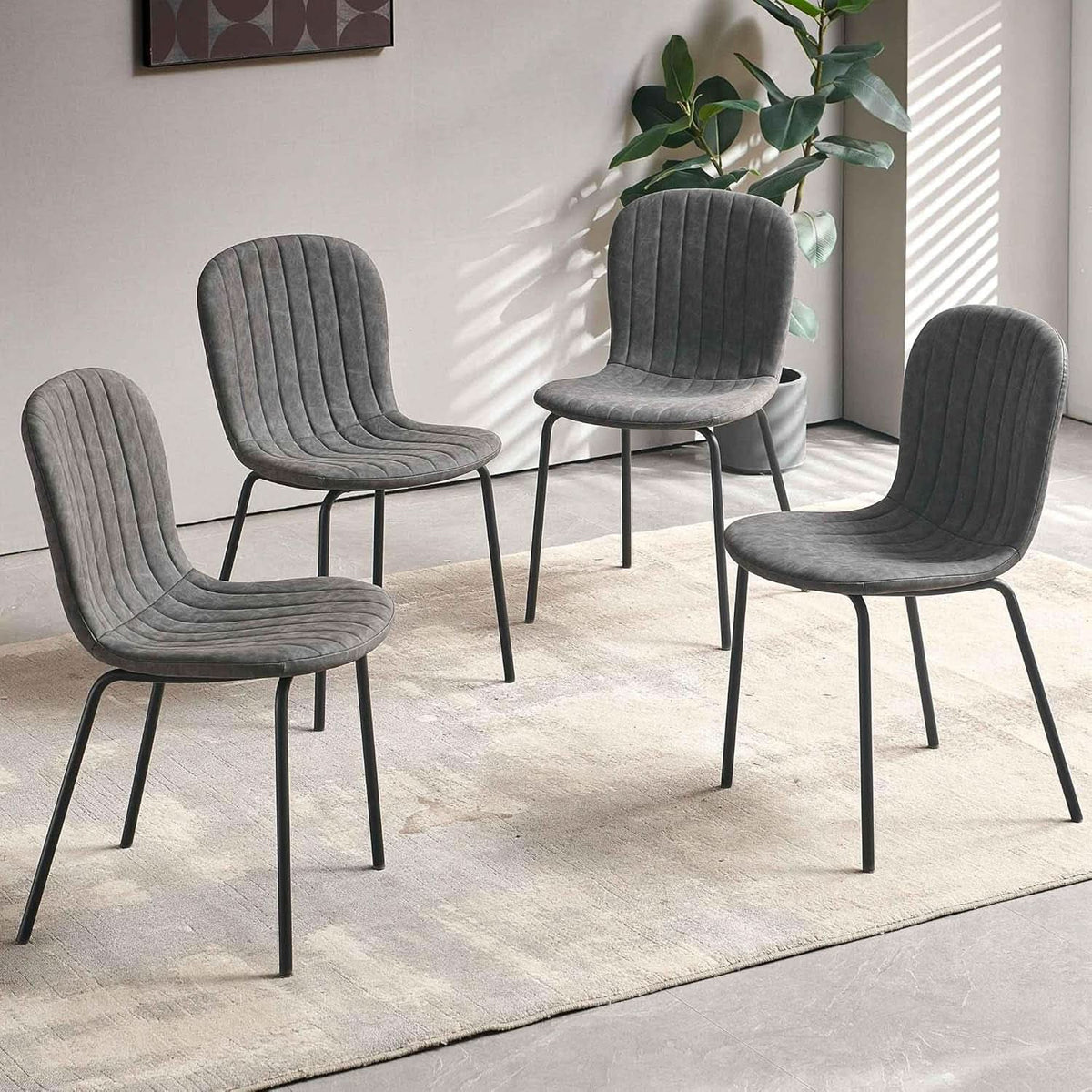 Grey Mid Century Upholstered Dining Chairs Collection