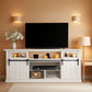 70Inch LED TV Stand Farmhouse White USB-Power Outlets