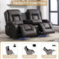 Dark Brown Power Reclining Loveseat Heated Massage