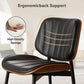 2 Black Faux Leather Mid Century Modern Dining Chairs