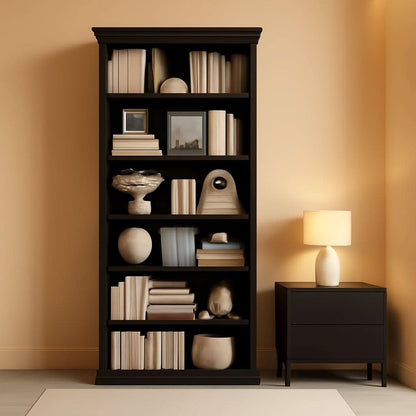 28 Inch Wide Tall Bookcase With Six Tiers For Home Office Storage For Living Room Organization-0