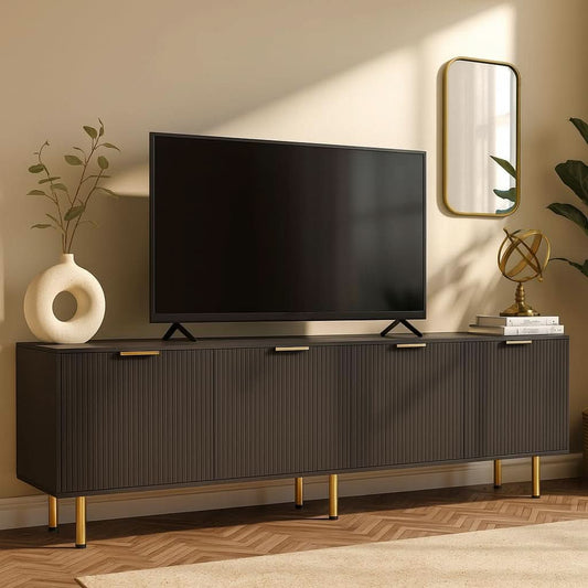 Black TV Stand for 80 Inch Televisions Entertainment