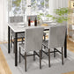 Five Piece Dining Set Marble Tops White Upholstered