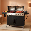 Propane Charcoal Grill Combination With Side Burner