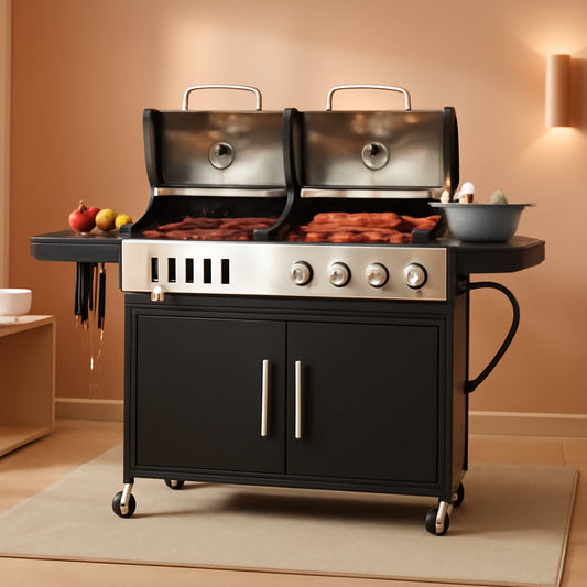 Propane Charcoal Grill Combination With Side Burner
