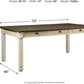 Bolanburg Farmhouse Dining Table Drawers Whitewash Seats 6