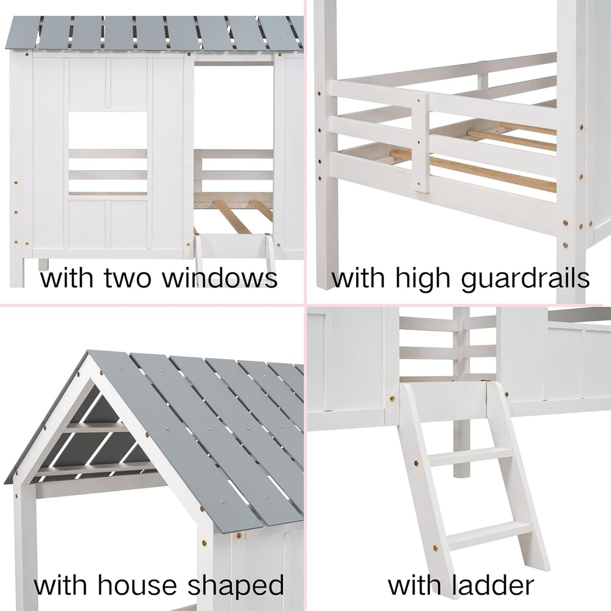 Twin Size White Loft Bed With Windows