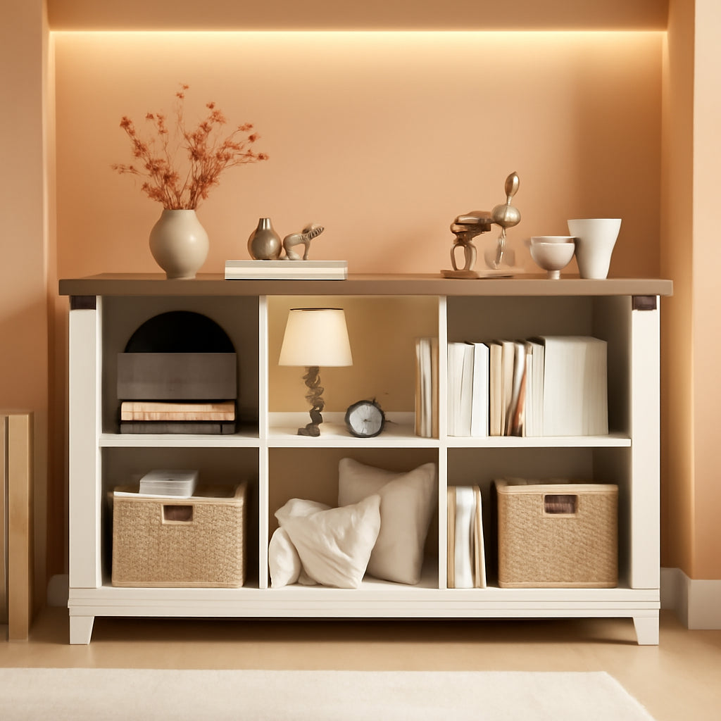 White Farmhouse Eight Cube Storage System Display Shelf