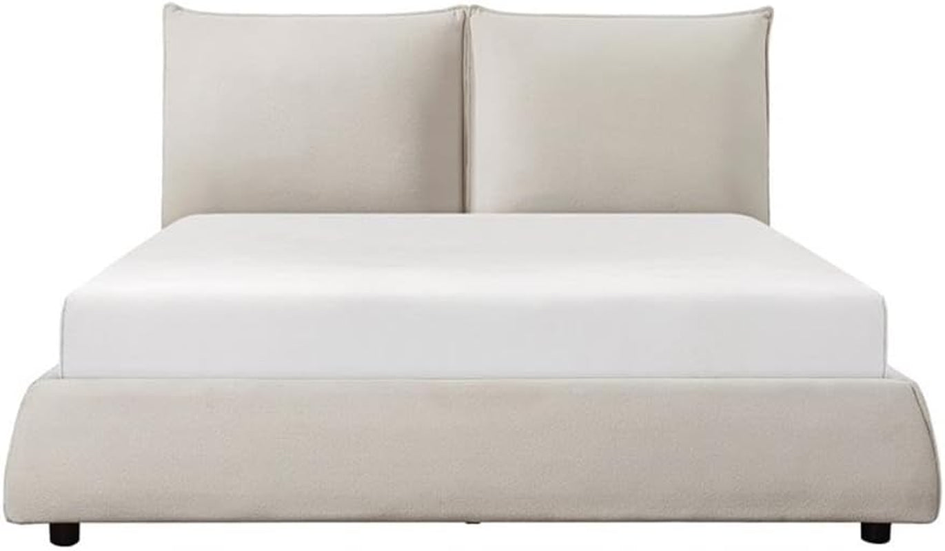 Linna Chenille Upholstered Eastern King Bed Beige Finish