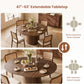 Walnut Extendable Round Dining Table Hidden Storage