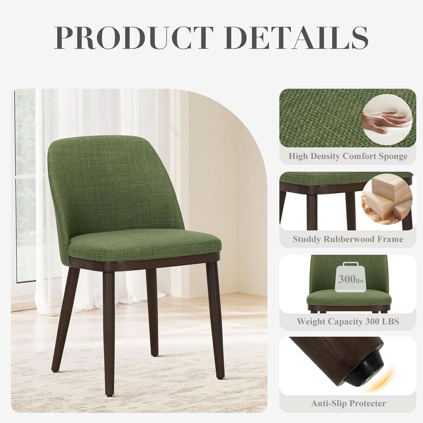 Green Upholstered Dining Chairs in Farmhouse Style