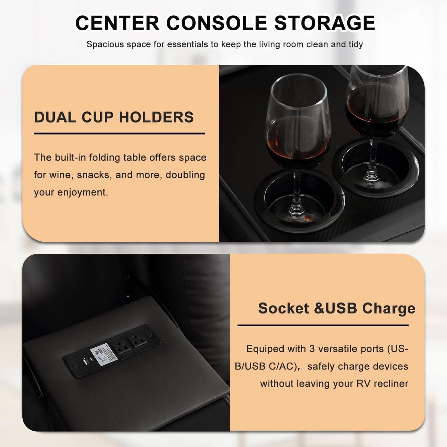 Black Manual Reclining Loveseat With Console Controls