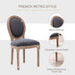 Set Of 4 French Vintage Dining Chairs Solid Wood Frame Tufted Fabric