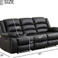 Black Faux Leather Manual Recliner Sofa Cupholders