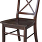 X Back Dining Chair In Java Finish With Solid Wood Seat